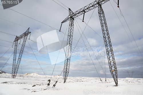 Image of Electric lines on snow