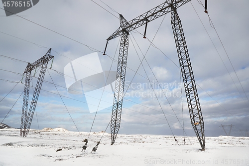 Image of Electric lines on snow