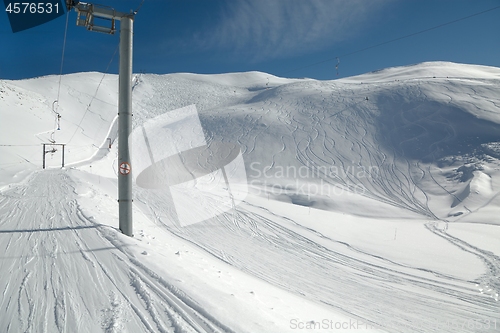 Image of Skiing slopes sunny weather