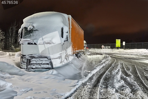 Image of Cargo Truck In Snow