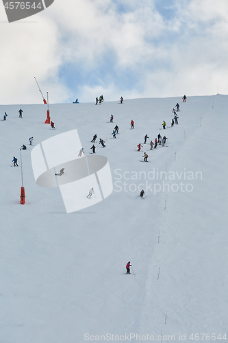 Image of Skiing slopes with skiers