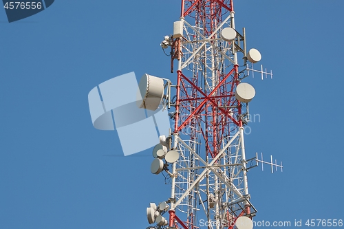 Image of Transmitter towers, blue sky