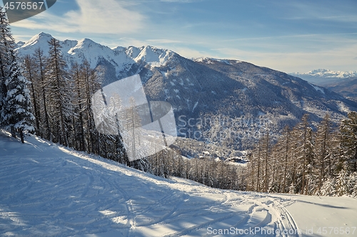 Image of Skiing slopes from the top