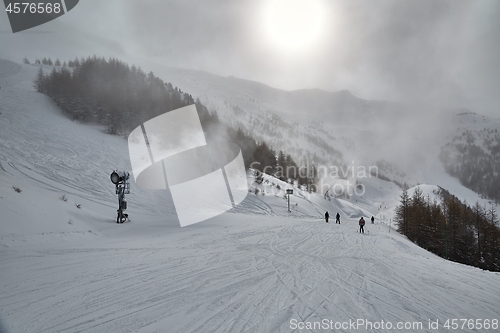 Image of Skiing slopes from the top