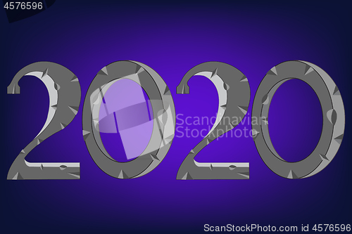 Image of Numerals year 2020 on turn blue decorative background