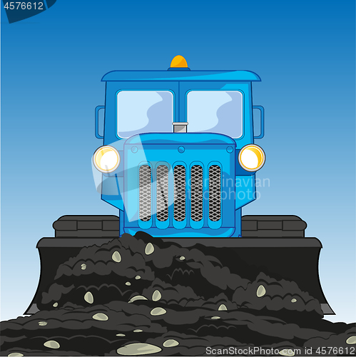 Image of Worker technology tractor crawler executes work justifying ground