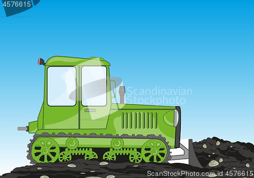 Image of Vector illustration crawer with shovel pushing aside ground