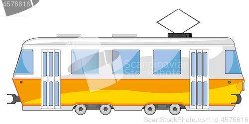 Image of Town transport tram on white background is insulated