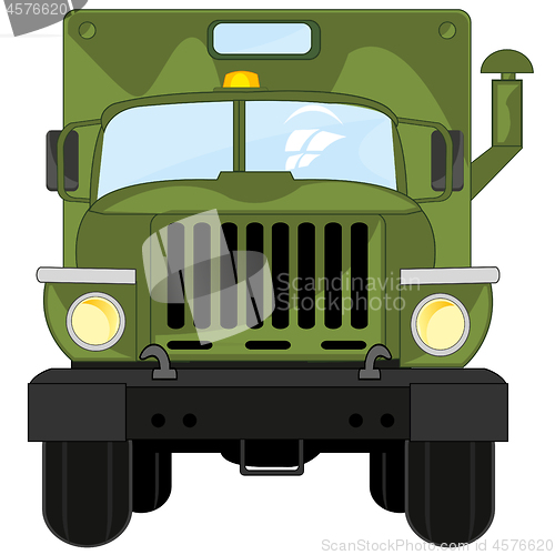 Image of Vector illustration powerful cargo car with box