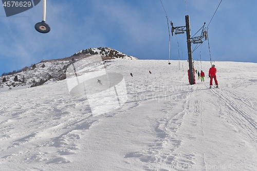 Image of Skiing slopes sunny weather