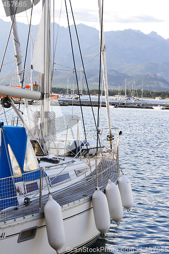 Image of close up detail of sailing yacht