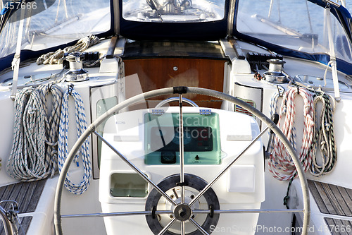 Image of close up detail of sailing yacht