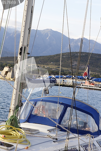 Image of close up detail of sailing yacht