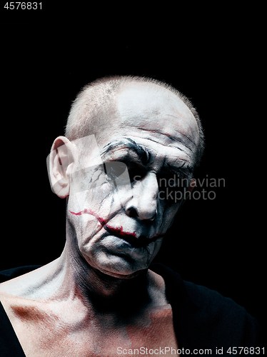 Image of Bloody Halloween theme: crazy maniak face