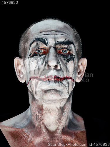 Image of Bloody Halloween theme: crazy maniak face