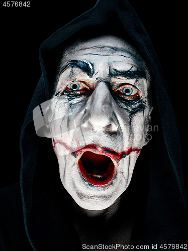 Image of Bloody Halloween theme: crazy maniak face