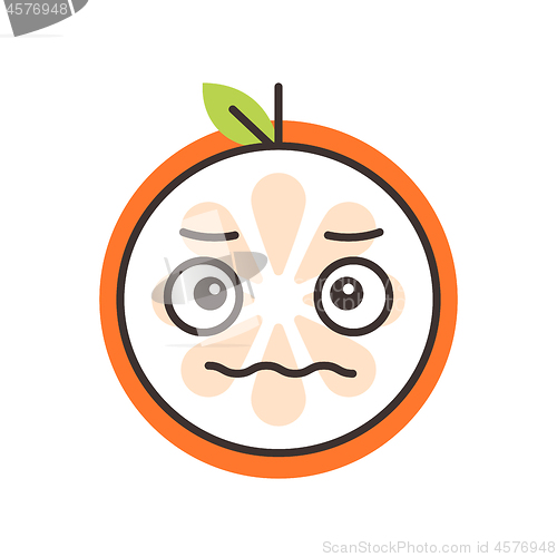 Image of Emoji - worry orange with drop of sweat. Isolated vector.