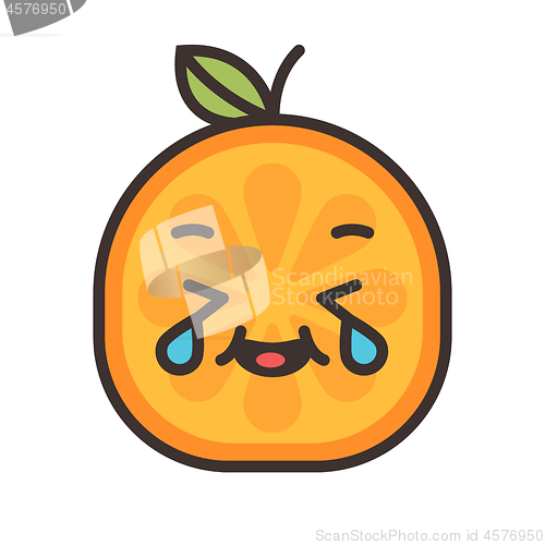 Image of Emoji - laughing with tears orange smile. Isolated vector.