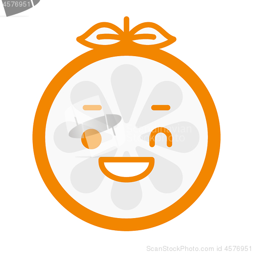 Image of Emoji - winking orange with happy smile. Isolated vector.