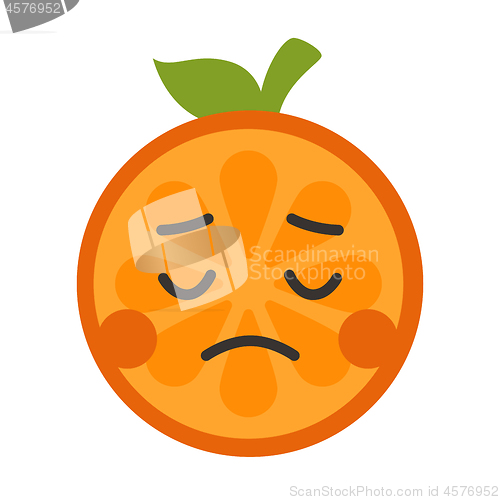 Image of Emoji - sad orange feeling like crying. Isolated vector.
