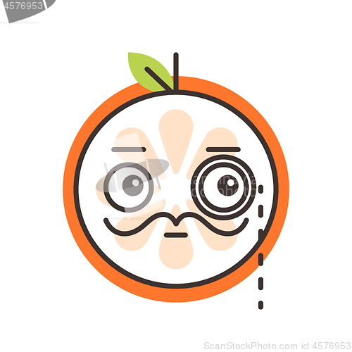 Image of Emoji - gentleman orange smile with mustache and monocle. Isolated vector.