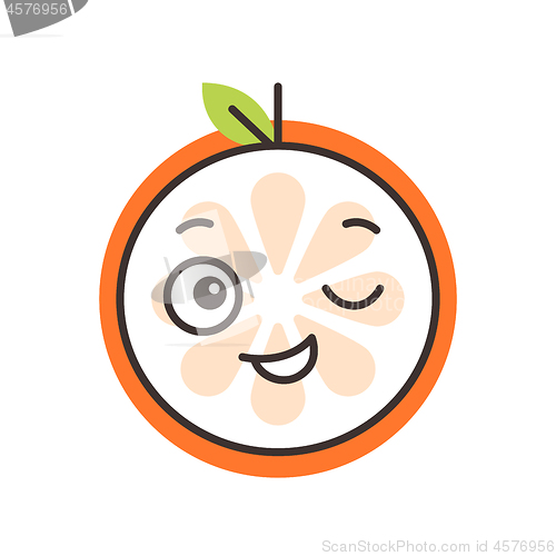 Image of Emoji - winking orange with happy smile. Isolated vector.