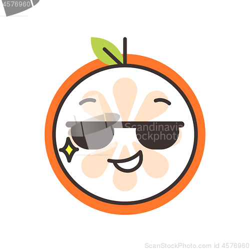 Image of Emoji - cool orange with sunglasses. Isolated vector.