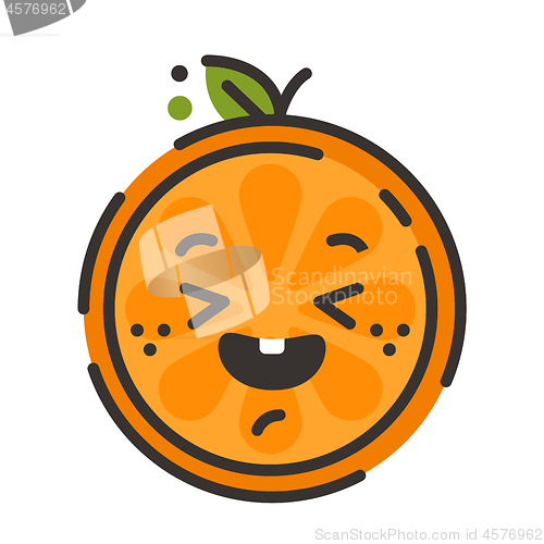 Image of Emoji - enjoy orange with happy smile. Isolated vector.