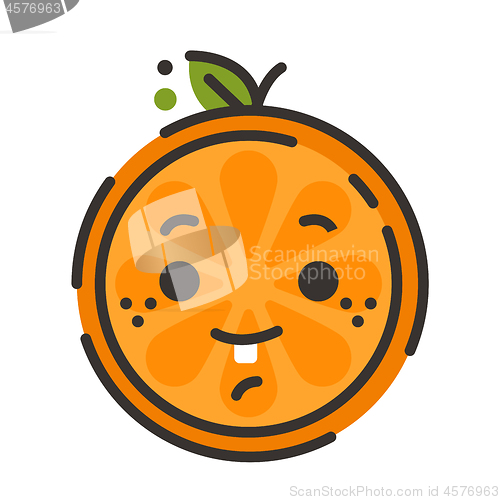 Image of Emoji - orange with happy smile. Isolated vector.