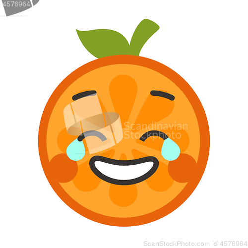 Image of Emoji - laughing with tears orange smile. Isolated vector.