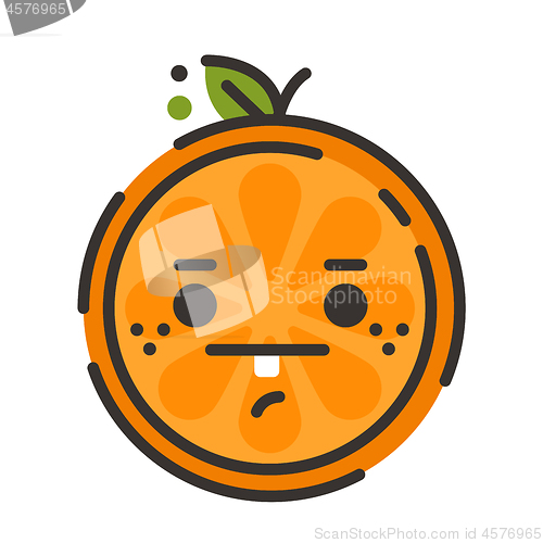 Image of Emoji - no words straight orange smile. Isolated vector.