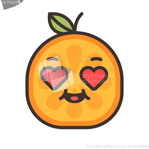 Image of Emoji - orange in love with happy smile. Isolated vector.