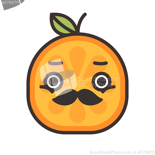 Image of Emoji - gentleman orange smile with mustache and monocle. Isolated vector.