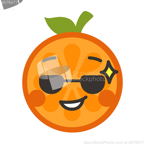 Image of Emoji - cool orange with sunglasses. Isolated vector.