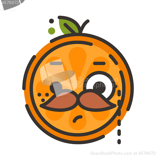 Image of Emoji - gentleman orange smile with mustache and monocle. Isolated vector.