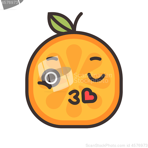 Image of Emoji - kiss orange smile. Isolated vector.