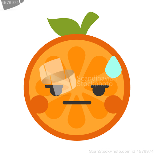 Image of Emoji - no words straight orange smile. Isolated vector.