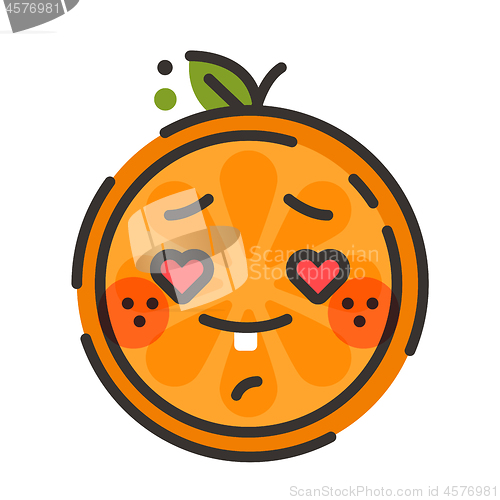 Image of Emoji - orange in love with happy smile. Isolated vector.