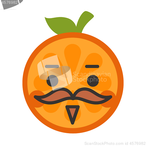 Image of Emoji - gentleman orange smile with mustache and monocle. Isolated vector.