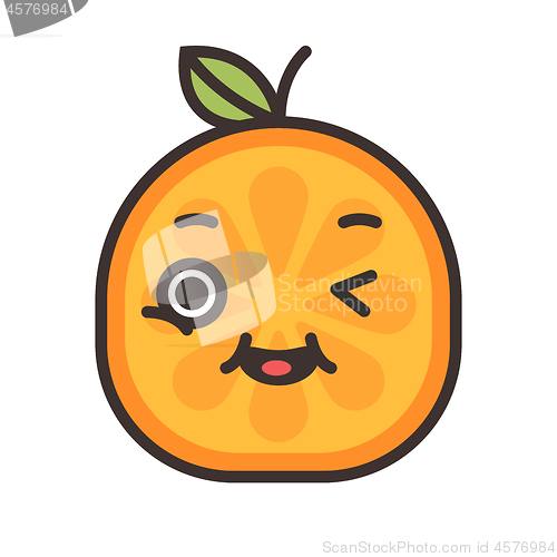 Image of Emoji - winking orange with happy smile. Isolated vector.