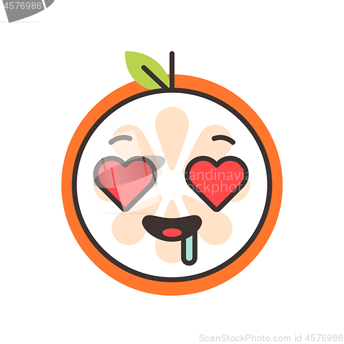 Image of Emoji - orange in love with happy smile. Isolated vector.