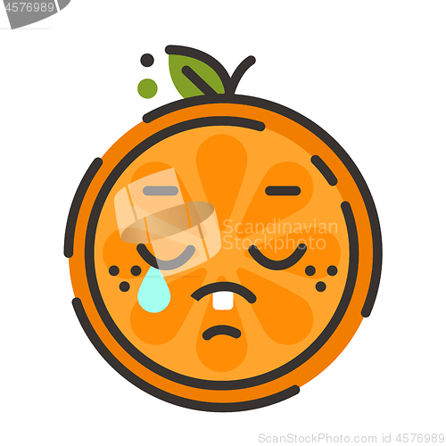 Image of Emoji - tears crying orange. Isolated vector.