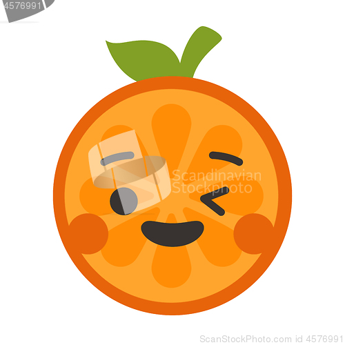 Image of Emoji - winking orange with happy smile. Isolated vector.