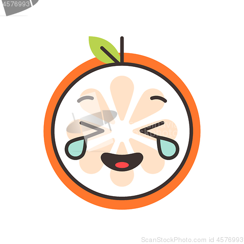 Image of Emoji - laughing with tears orange smile. Isolated vector.