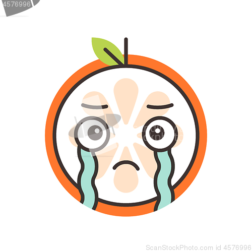 Image of Emoji - tears crying orange. Isolated vector.