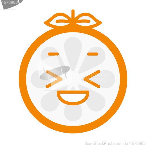 Image of Emoji - enjoy orange with happy smile. Isolated vector.