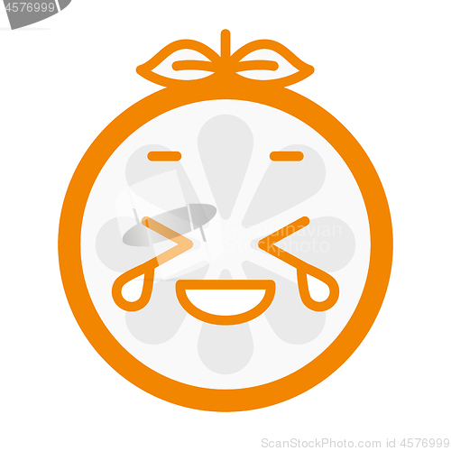 Image of Emoji - laughing with tears orange smile. Isolated vector.