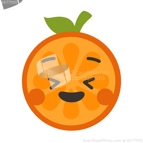 Image of Emoji - enjoy orange with happy smile. Isolated vector.