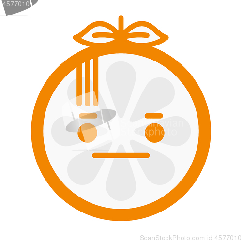 Image of Emoji - no words straight orange smile. Isolated vector.