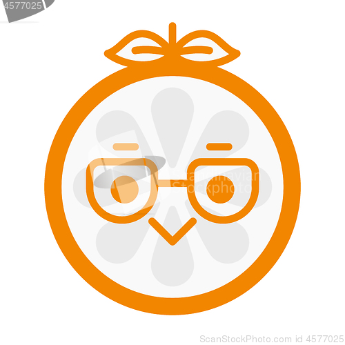 Image of Emoji - smart smiling orange with glasses. Isolated vector.